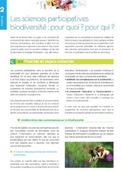 Fiche thématique 2 : Les sciences participatives biodiversité : pour quoi ? pour qui ?